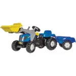 Trator a pedais New Holland com carregador e reboque
